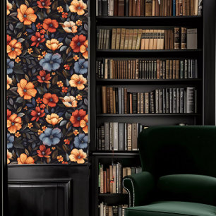 Dark Academia Colourful Floral Wallpaper