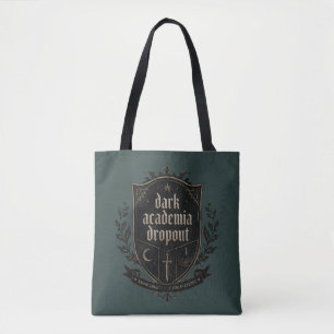 Dark Academia Dropout — Gothic Crest Heraldic Art Tote Bag