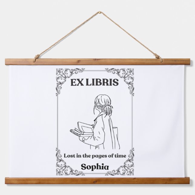 Dark Academia Ex Libris Personalised Reading Journ Hanging Tapestry (Front)