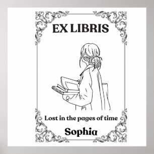 Dark Academia Ex Libris Personalised Reading Journ Poster
