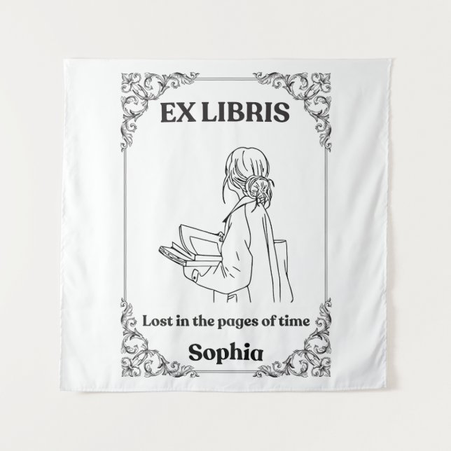 Dark Academia Ex Libris Personalised Reading Journ Tapestry (Front)