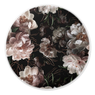 Dark Academia Floral Design Ceramic Knob