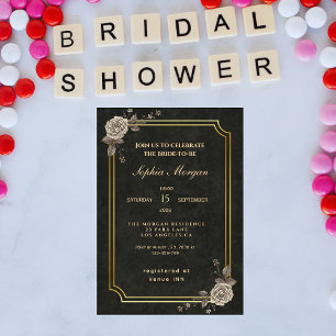 Dark Academia Gothic Elegant Bridal Shower Invitation