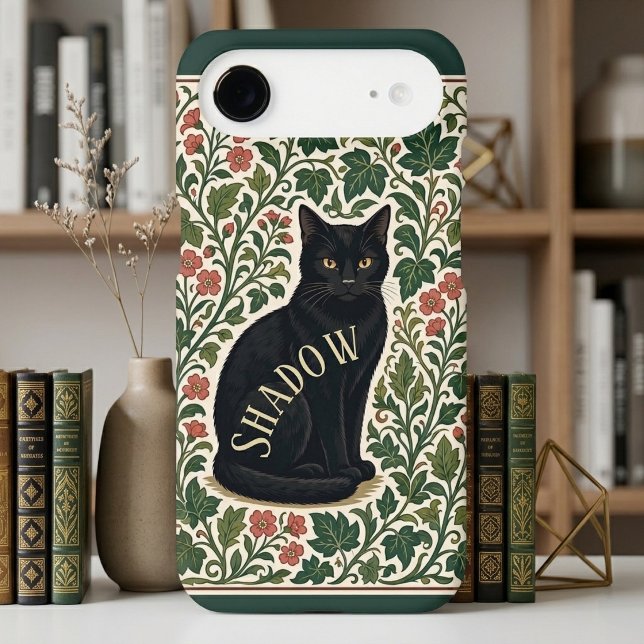 Dark Academia Gothic Nature Botanicals Black Cat  (Dark Academia Gothic Nature Botanicals Black Cat Case-Mate iPhone Case)