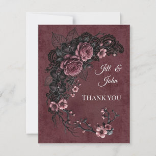Dark Academia Gothic Wedding Thank You  Card