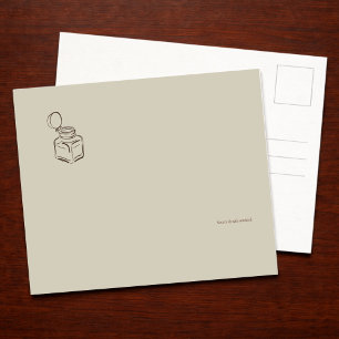 Dark Academia Ink Pot – Minimalist Vintage Library Holiday Postcard