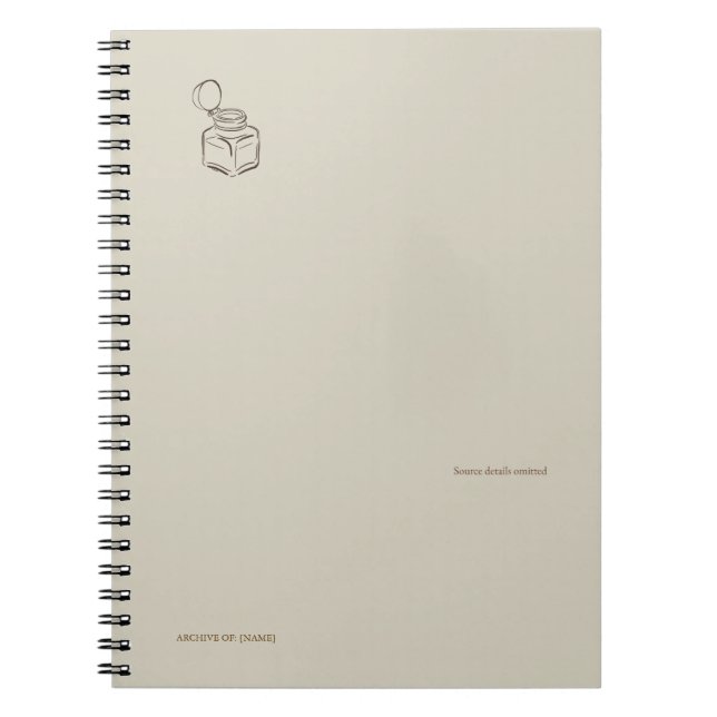 Dark Academia Ink Pot – Minimalist Vintage Library Notebook (Front)