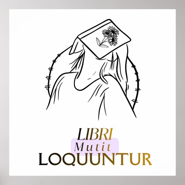 Dark Academia Latin Quote Line Art Poster (Front)