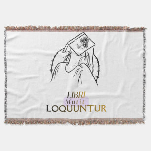 Dark Academia Latin Quote Line Art Throw Blanket
