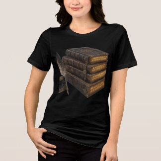 Dark Academia Magic Books & Quill Vintage Fantasy  Tri-Blend Shirt