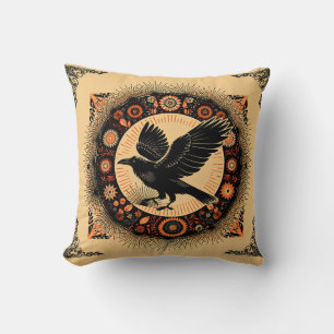 Dark Academia Mandala Raven Circle Boho Gothic Cushion