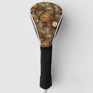 Dark Academia Mechanical Parchment Sepia Brass Golf Head Cover