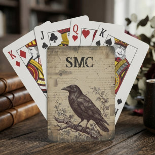 Dark Academia Moody Onyx Raven Playing Cards