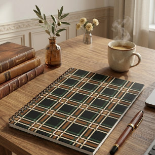 Dark Academia Moody Plaid Tartan Spiral Notebook