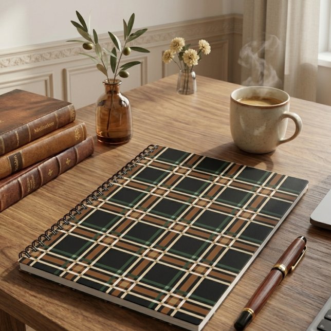 Dark Academia Moody Plaid Tartan Spiral Notebook (Creator Uploaded)