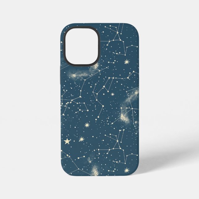 Dark Academia Navy Ivory Moon Constellation Chart iPhone Case (Back)