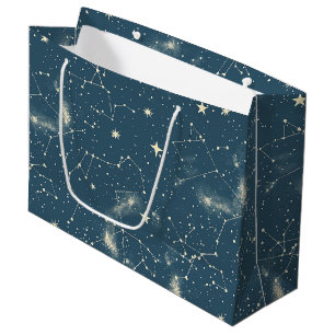 Dark Academia Navy Ivory Moon Constellation Chart Large Gift Bag