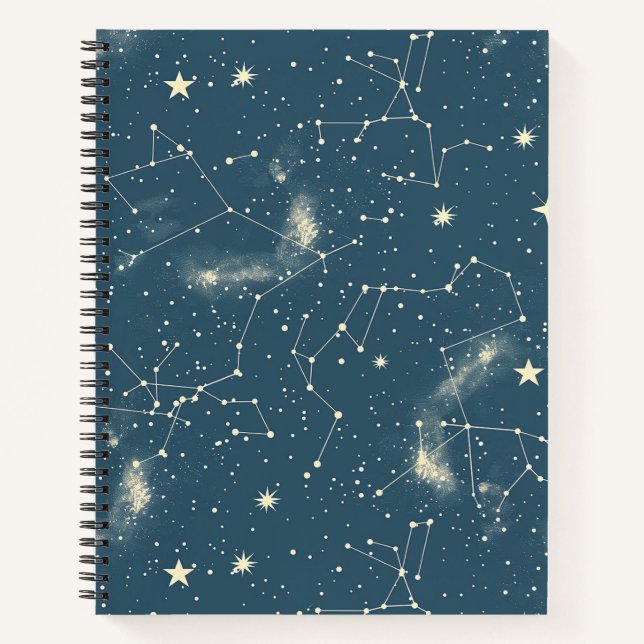 Dark Academia Navy Ivory Moon Constellation Chart Notebook (Front)