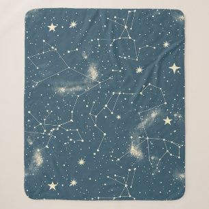 Dark Academia Navy Ivory Moon Constellation Chart Sherpa Blanket