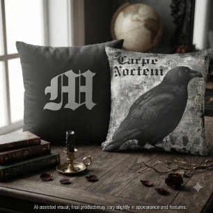 Dark Academia Onyx Gothic Raven Cushion