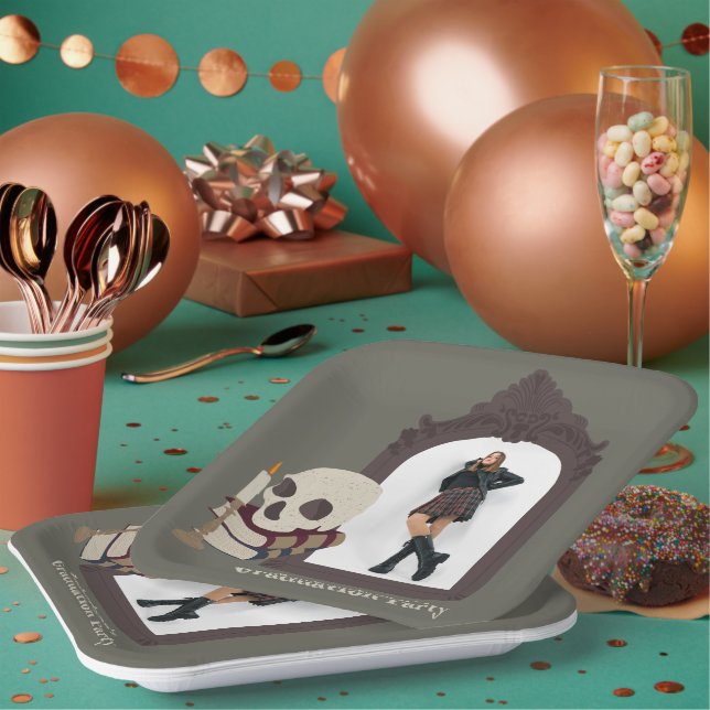 Dark Academia Photo Graduation Party Paper Plate (Multi)