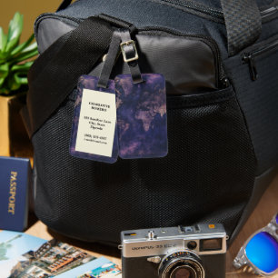 Dark Academia Purple Celestial World Map Luggage Tag