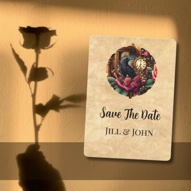 Dark Academia Raven and Clockwork Save the Date (Creator Uploaded)