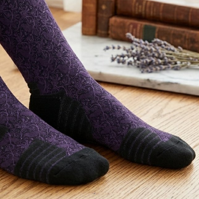 Dark Academia Raven Damask Socks (Moody raven damask socks for your best friend's birthday gift.)