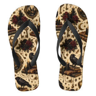 Dark Academia Raven Flip Flops