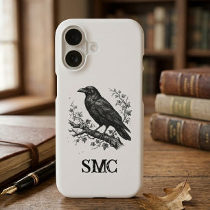 Dark Academia Raven Gift Vintage Botanical Bird