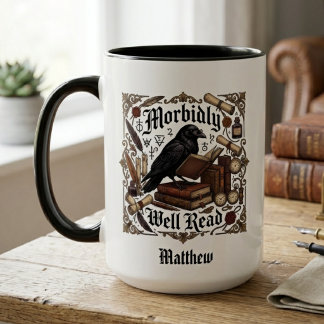 Dark Academia Raven Gothic Name Mug