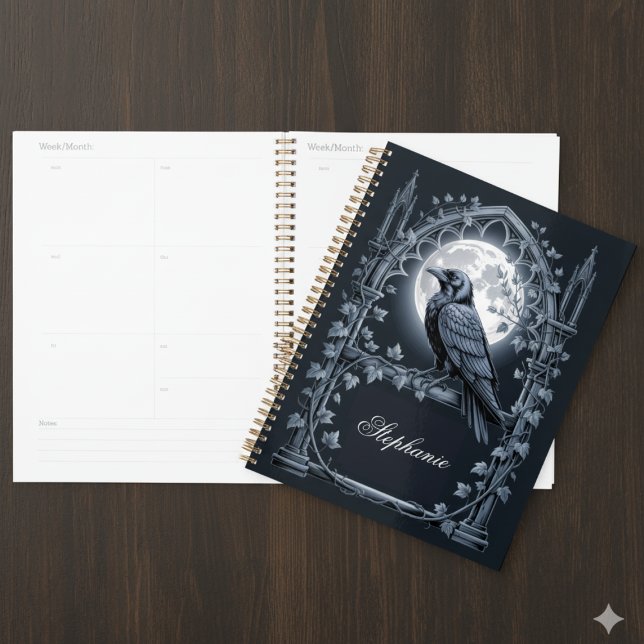 Dark Academia Raven Moon Planner (Dark academia raven moon planner for alternative students and daily organization.)
