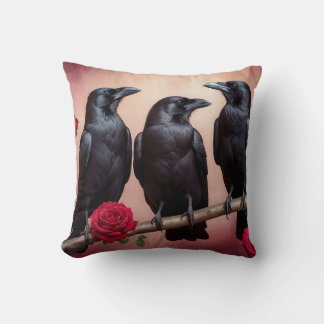 Dark Academia Ravens Cushion