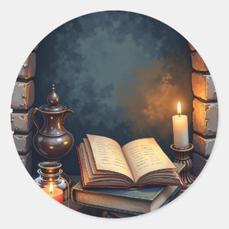 Dark Academia Reading Nook Booktok Gothic Library Classic Round Sticker