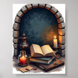 Dark Academia Reading Nook Booktok Gothic Library Poster
