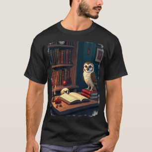 Dark Academia Reading Nook Owl Owl Glasses Vintage T-Shirt
