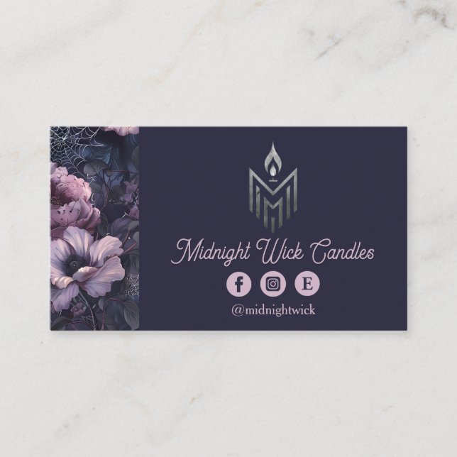 Dark Academia Roses and Spiderwebs Business Card (Front)
