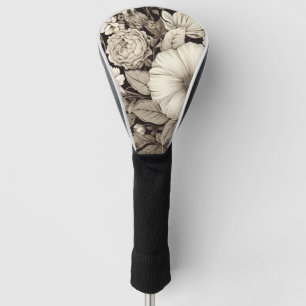 Dark Academia Sepia Floral Botanical Golf Head Cover