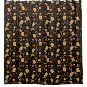 Dark Academia Shower Curtain – Vintage Elegance