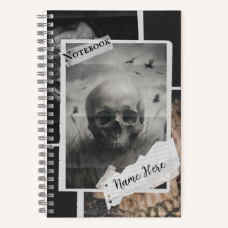 Dark Academia Skull Spiral Notebook