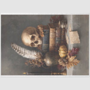 Dark Academia Still Life with Skull Decoupage Tissue Paper