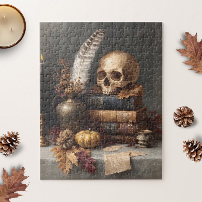 Dark Academia Still Life with Skull Jigsaw Puzzle (Creator Uploaded)
