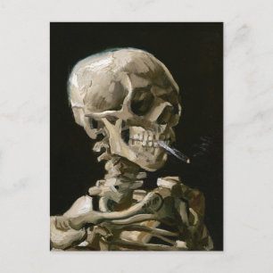 Dark Academia Van Gogh Skeleton Aesthetic Postcard