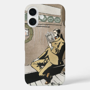 Dark Academia Vintage Christmas Reading Man Art iPhone 16 Case