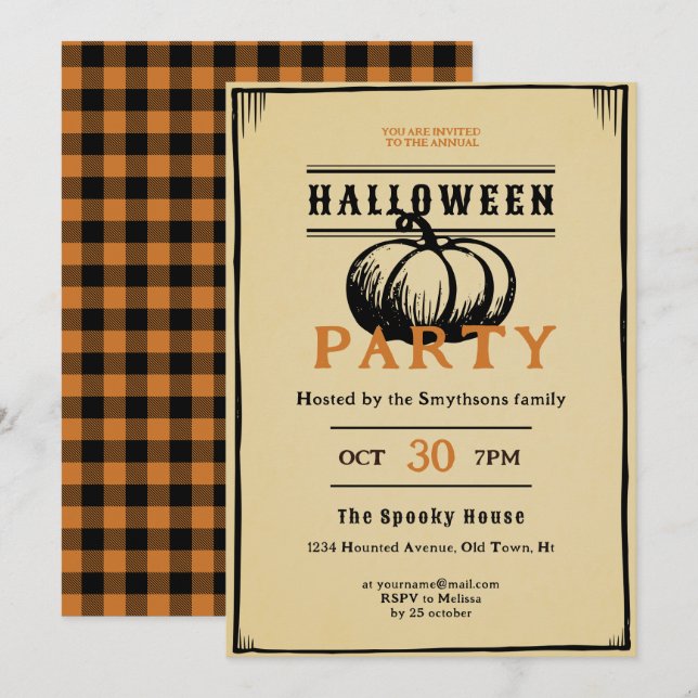 dark academia vintage invitation (Front/Back)