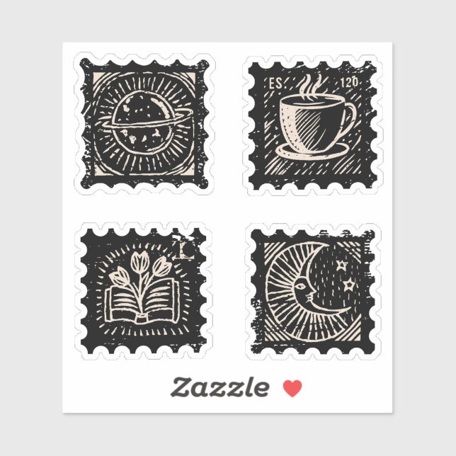 Dark academia vintage postage stamps (Sheet)