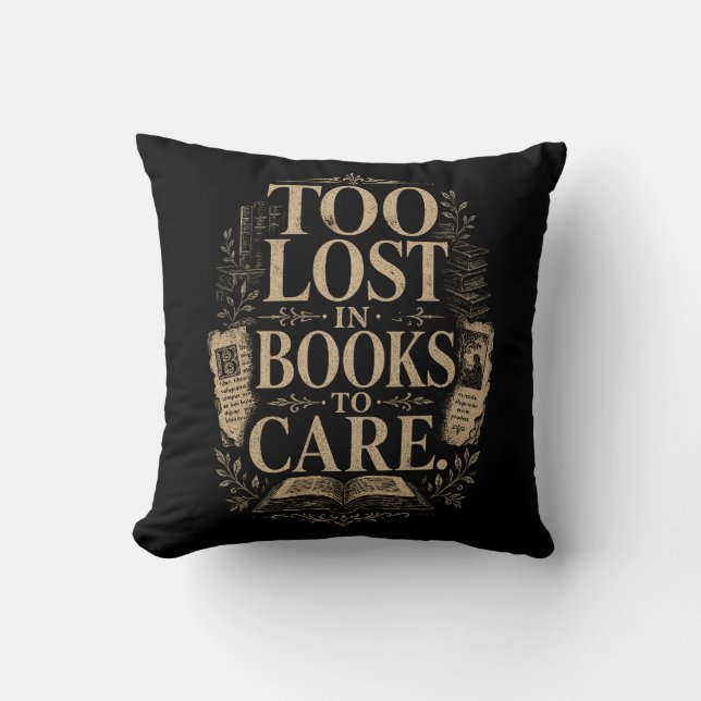 Dark academia vintage reader book lover cushion (Front)