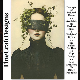 Dark Academia Woman In Blindfold BE8 Decoupage Tissue Paper