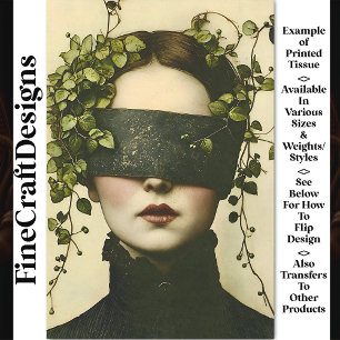 Dark Academia Woman In Blindfold BE9 Decoupage Tissue Paper