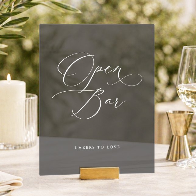 Dark Acrylic Wedding Open Bar Sign  (Creator Uploaded)